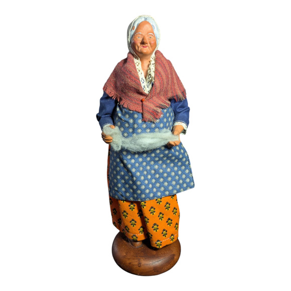 Vintage Santon Doll - France - Old Lady with Fleece to make...